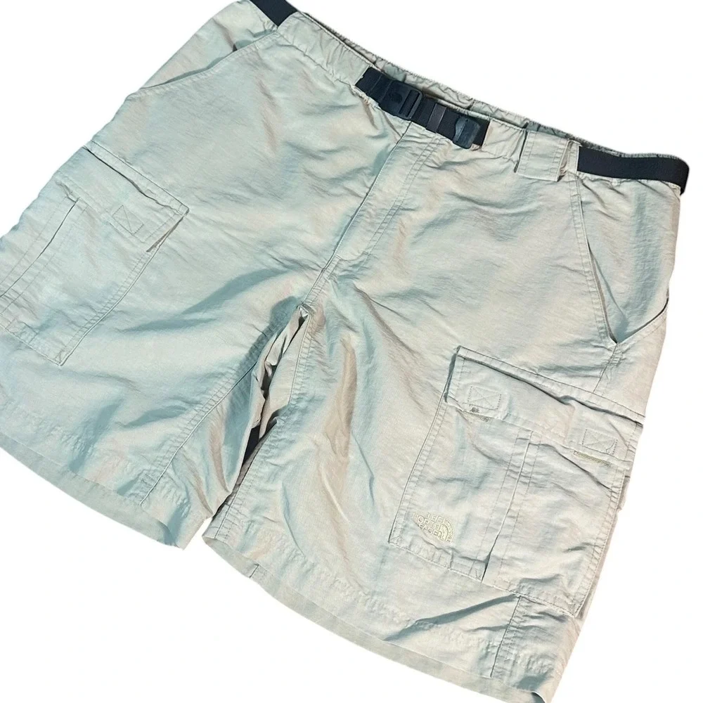 The North Face‎ Cargo Shorts Mens Large Beige/Gray Nylon Hiking Belted Utility